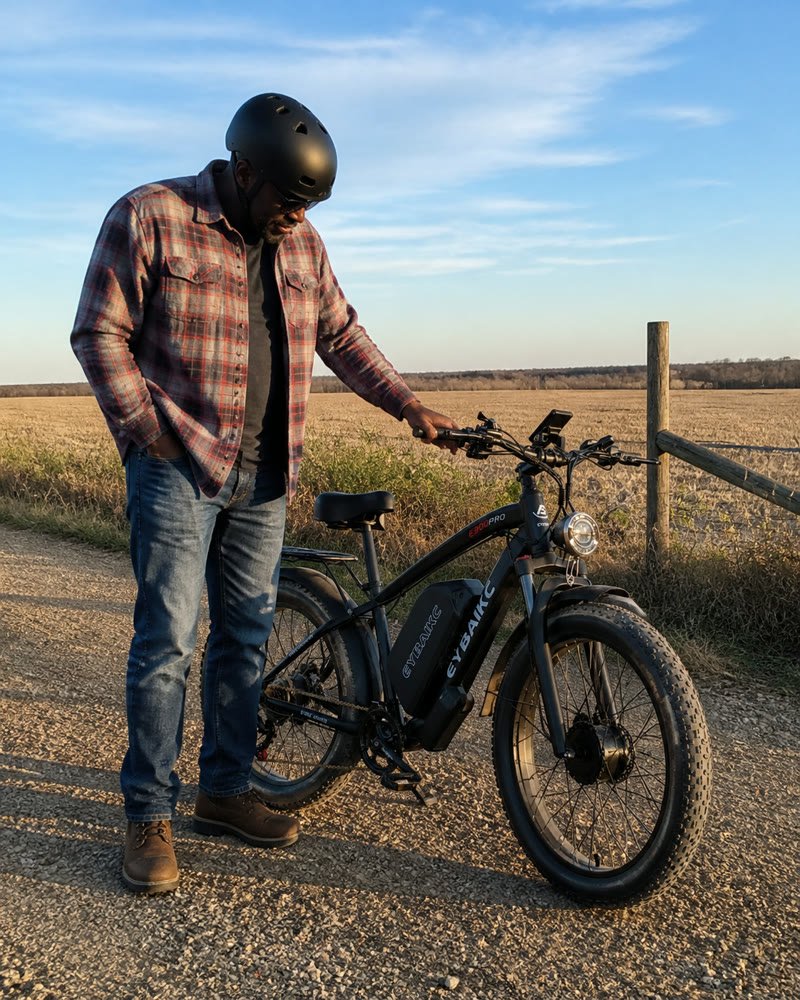 EYBAIKC E300Pro buyer photo — rural gravel road