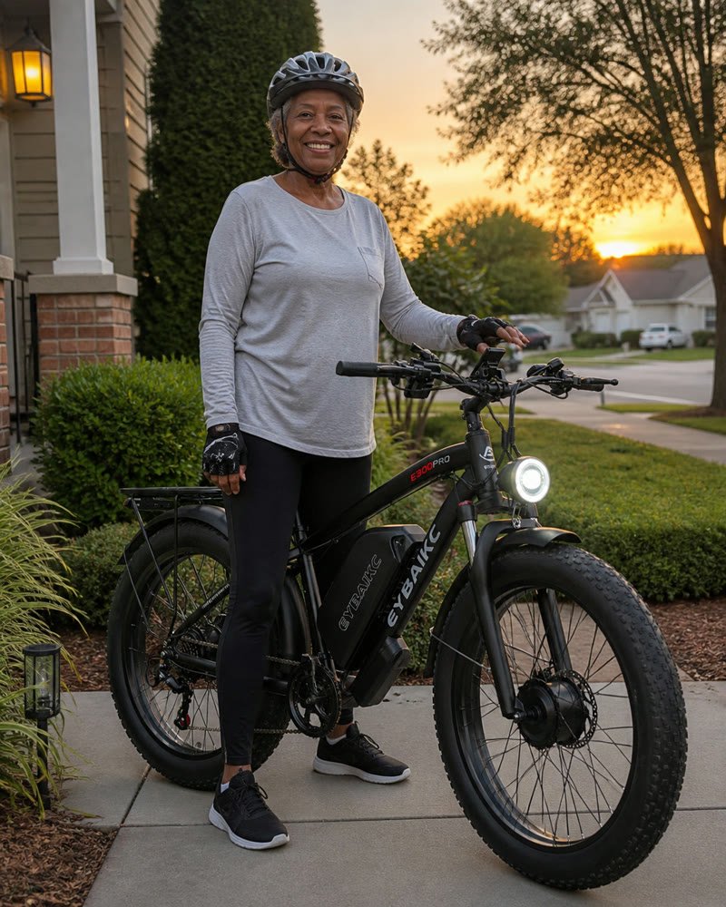 EYBAIKC E300Pro buyer photo — neighborhood sunset