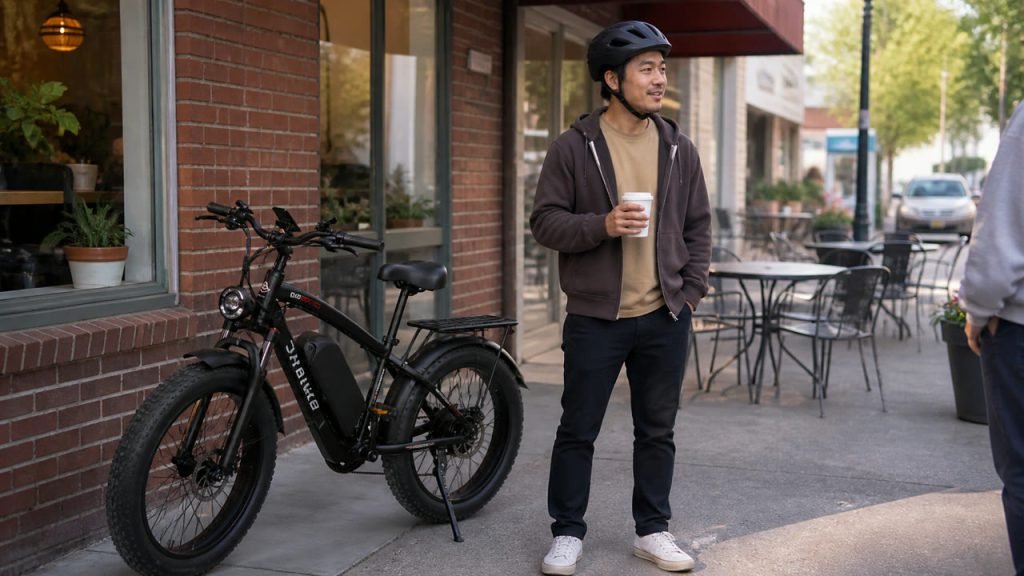 EYBAIKC E300Pro buyer photo — small town cafe