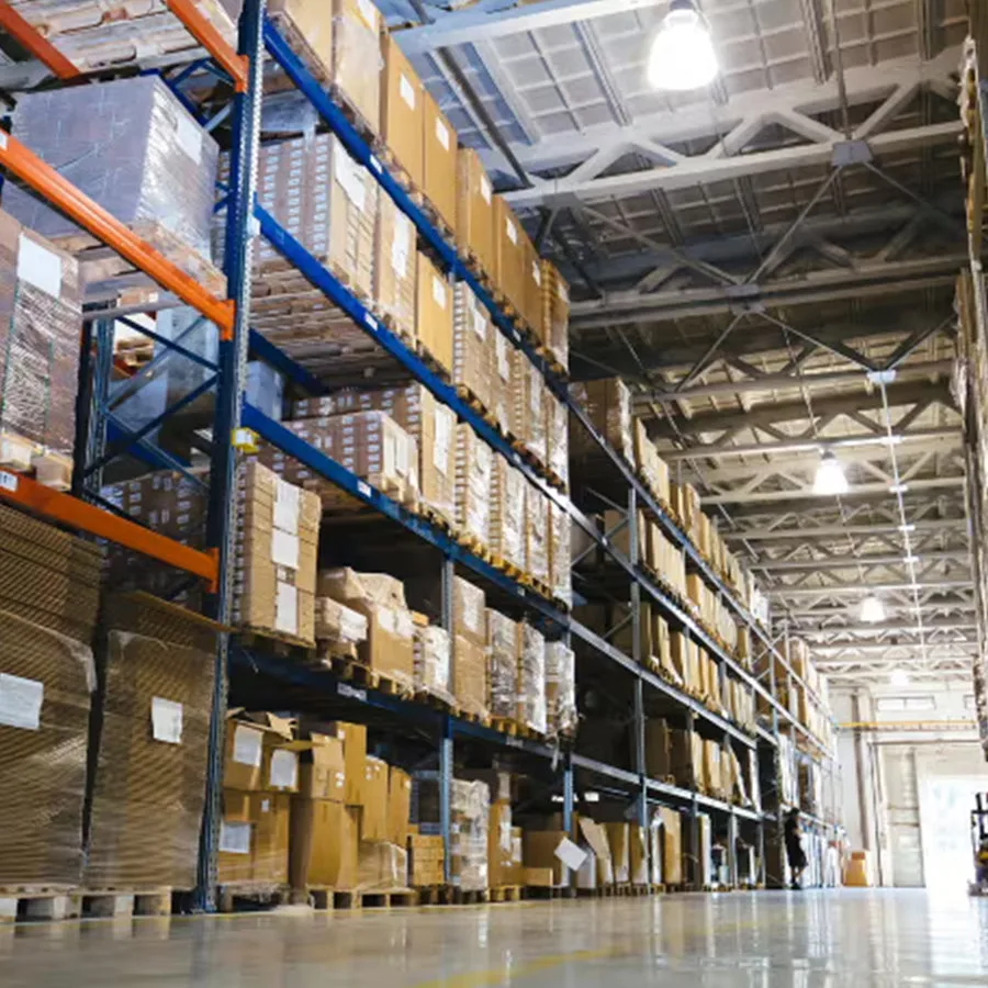 Storage racks in the fulfillment warehouse