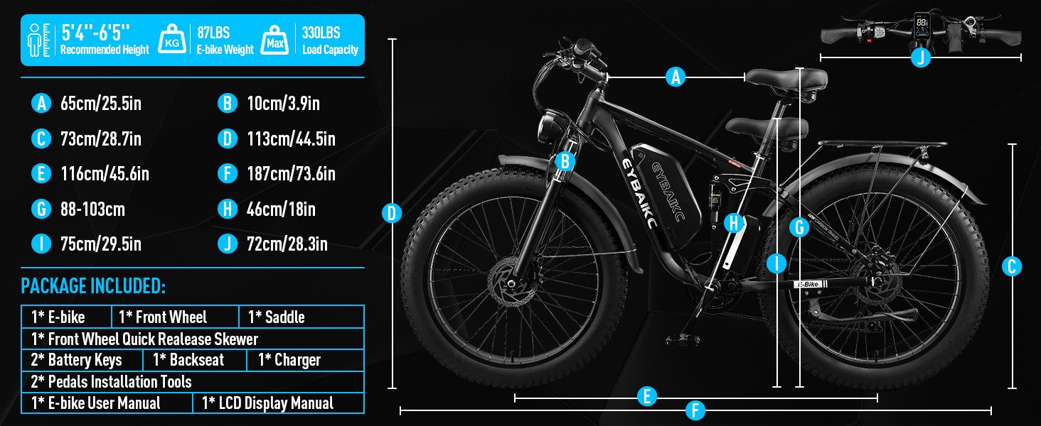 EYBAIKC E100Pro dimensions and included package contents