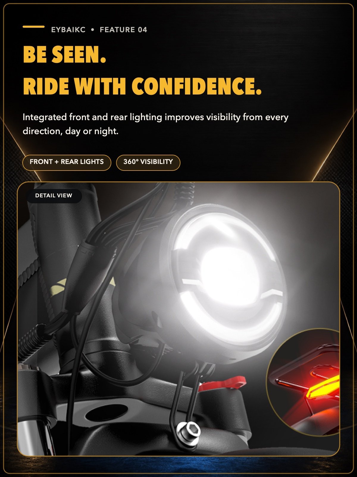 E300Pro integrated front and rear lighting